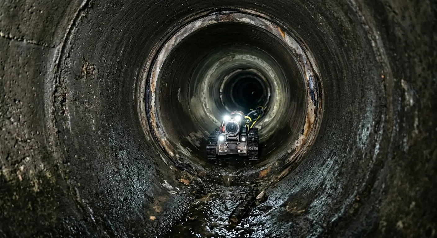 Robotic sewer camera inspecting pipe interior for Sewer Line Repair in Davenport